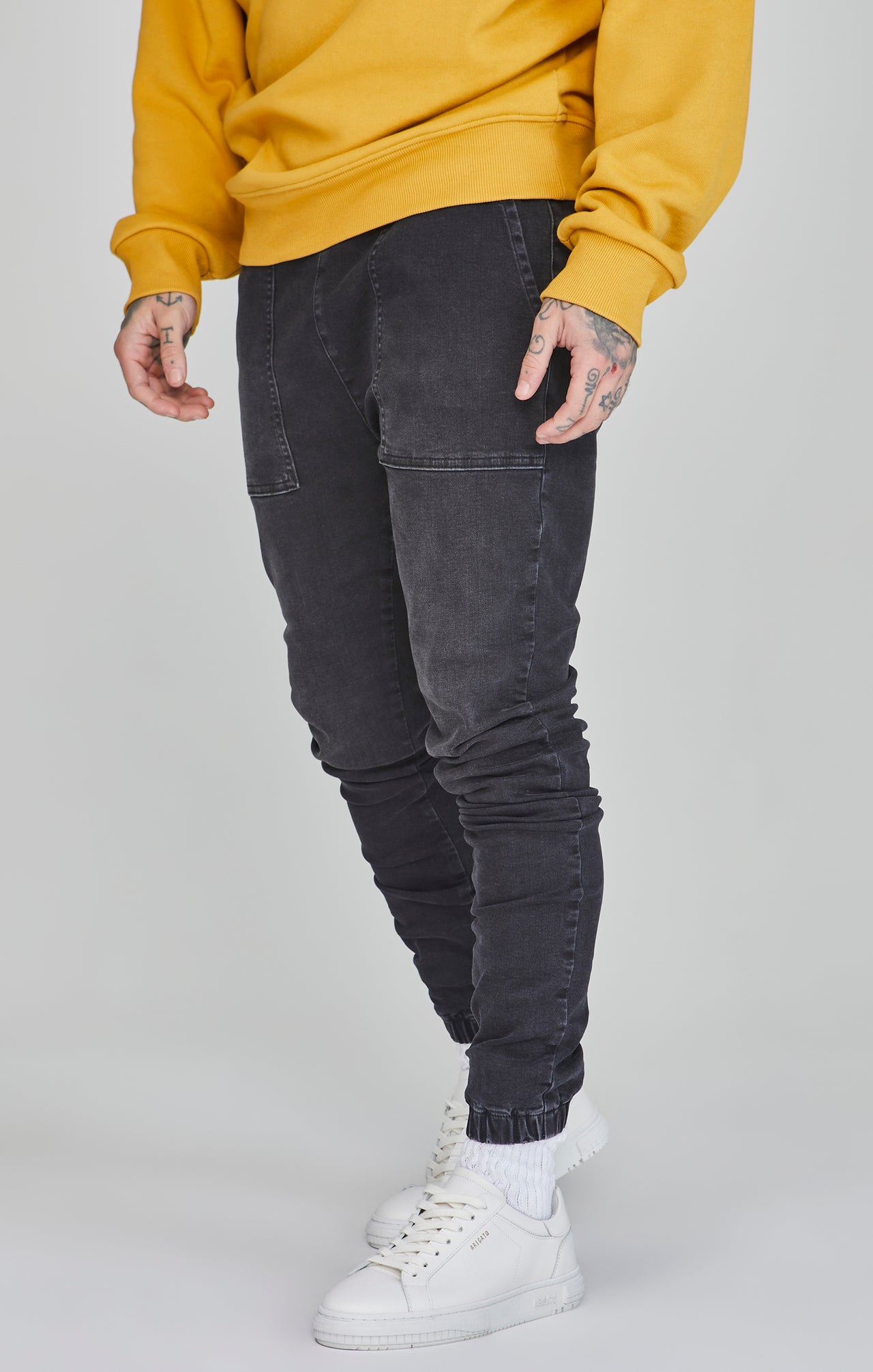 Black Denim Joggers