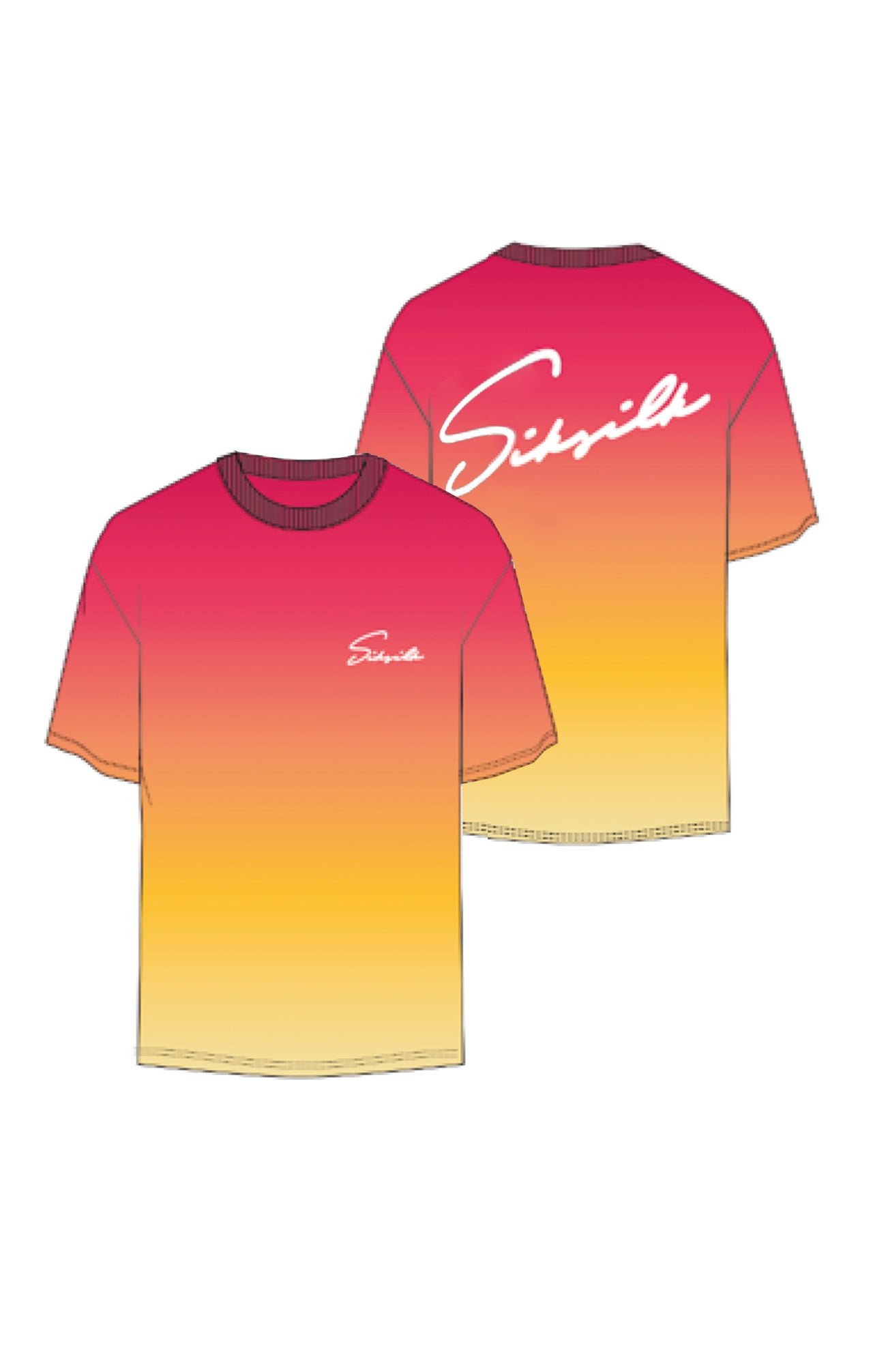 Pink Yellow Fade Script T-Shirt