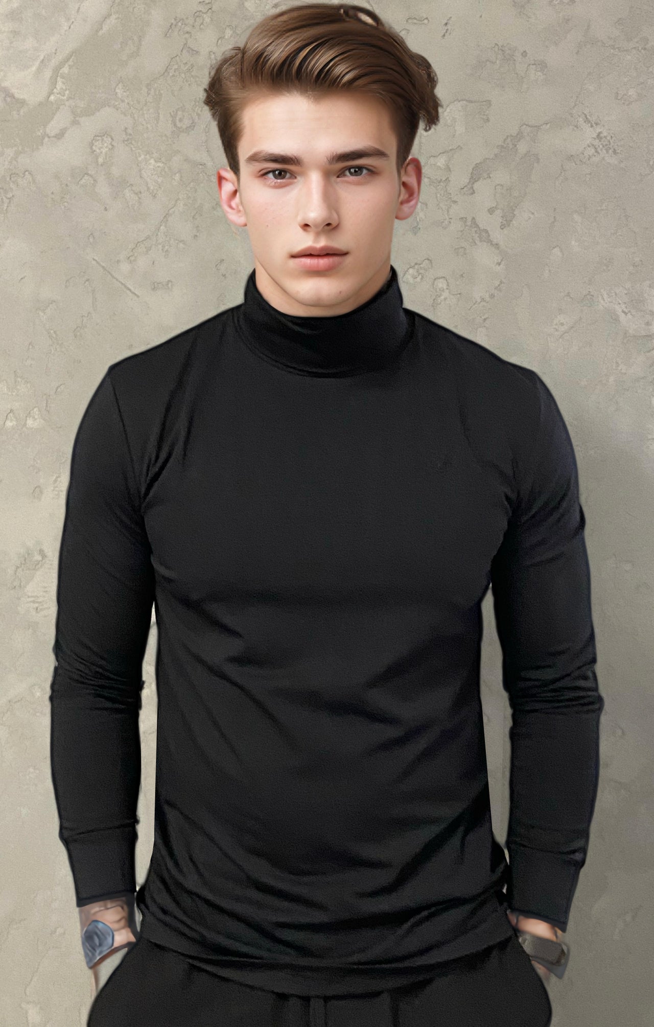 Black Roll Neck Top