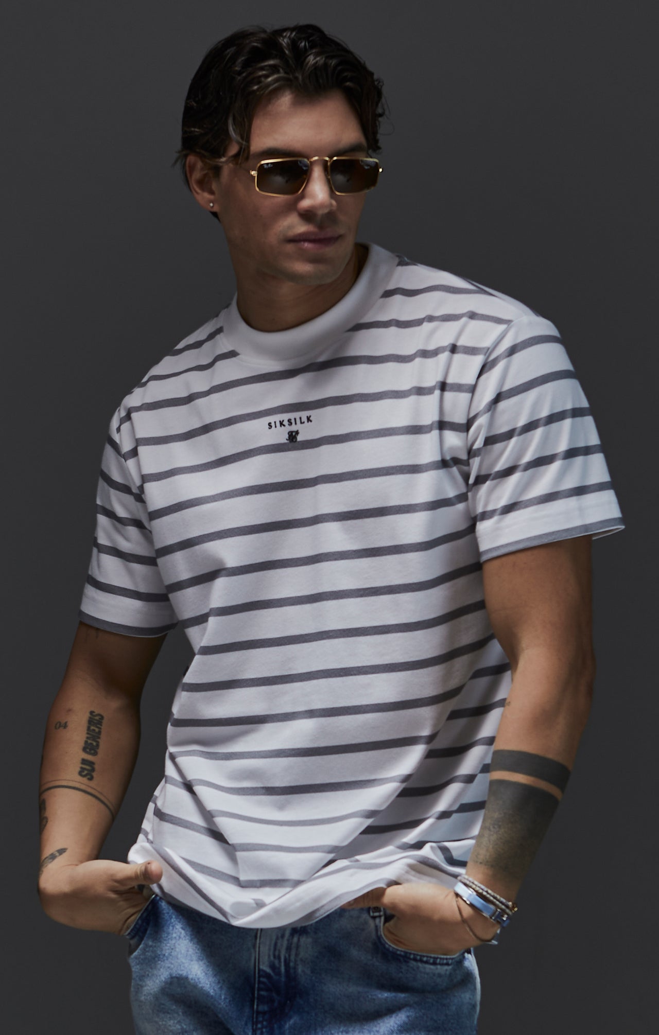 White Grey Striped T-Shirt