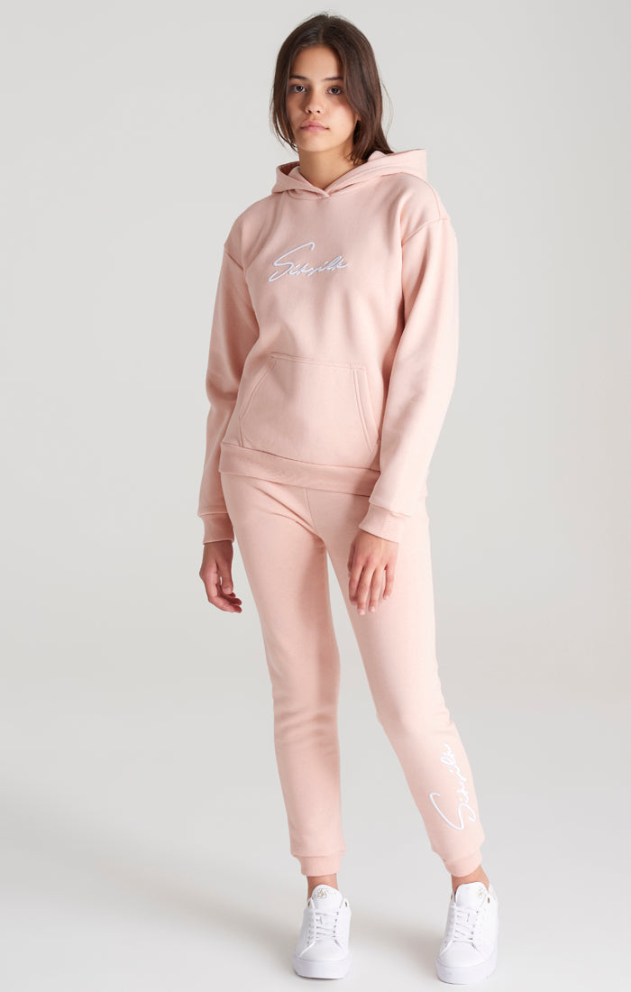 Girls Pink Signature Overhead Hoodie (2)