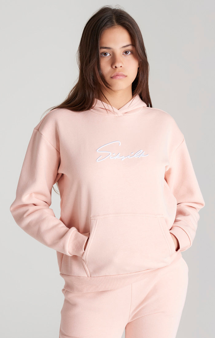 Girls Pink Signature Overhead Hoodie
