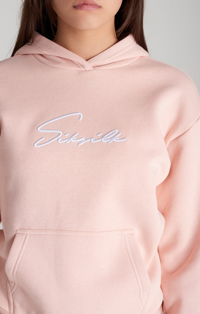 Girls Pink Signature Overhead Hoodie (1)