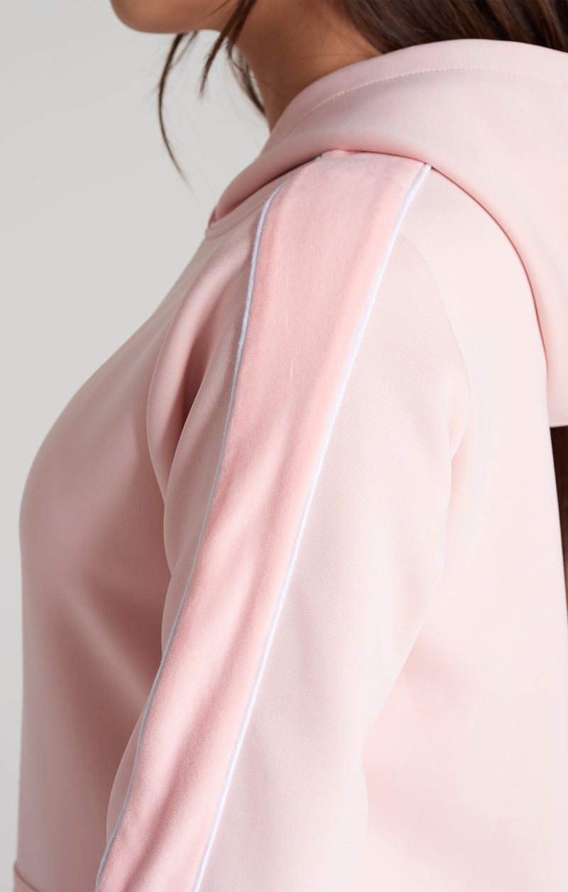 Girls Pink Velour Taped Hoodie (1)
