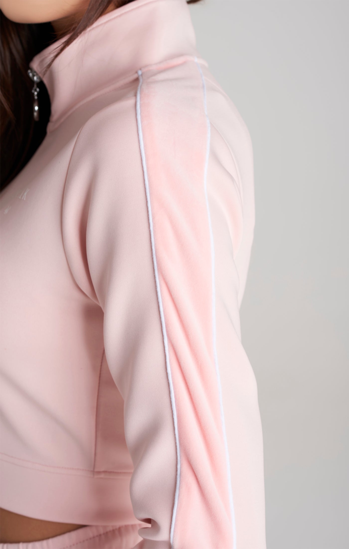 Load image into Gallery viewer, Girls Pink Velour Taped Track Jacket (1)