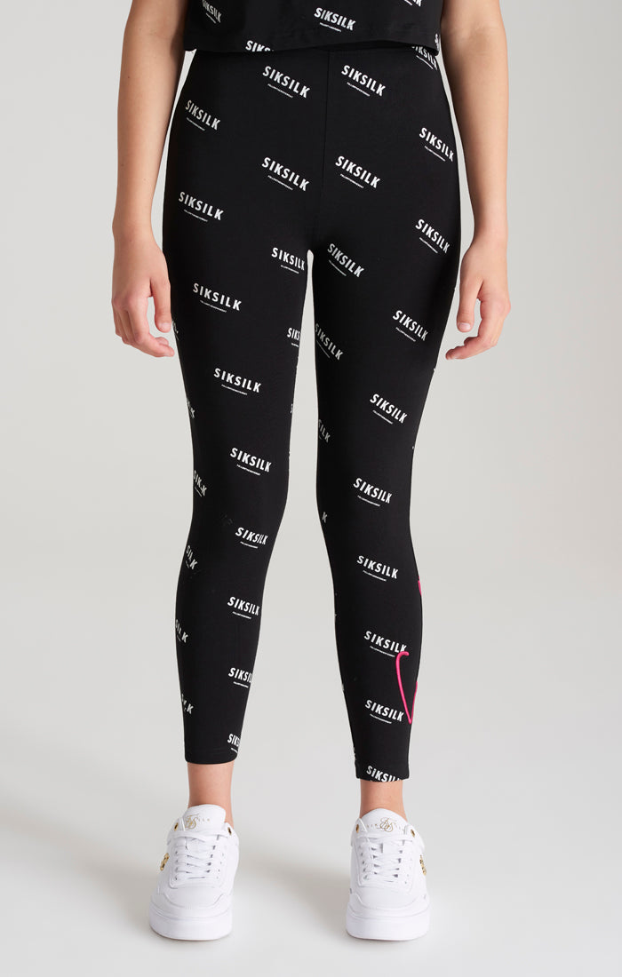 Girls Black Printed Legging