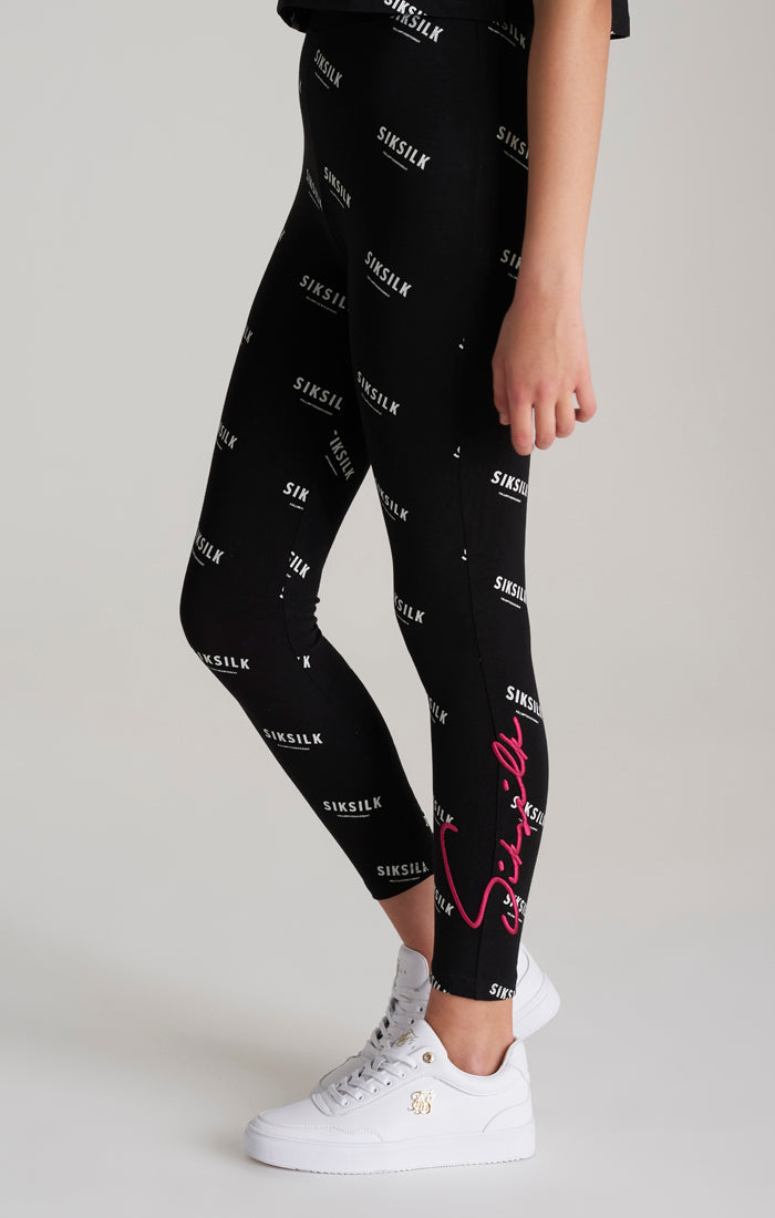 Girls Black Printed Legging (1)