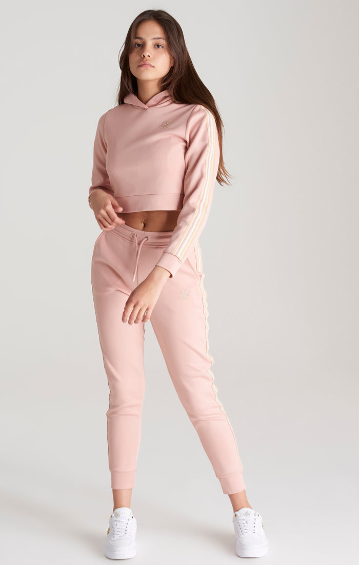 Load image into Gallery viewer, Girls Pink Taped Cropped Hoodie (3)