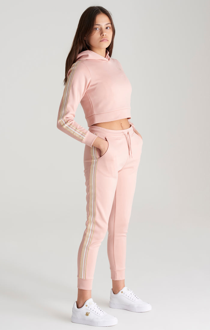 Load image into Gallery viewer, Girls Pink Taped Cropped Hoodie (4)