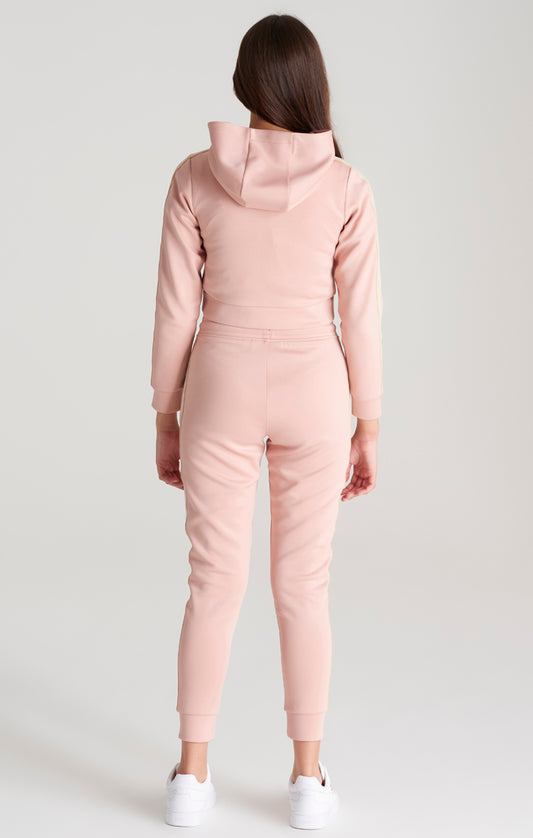 Girls Pink Taped Cropped Hoodie