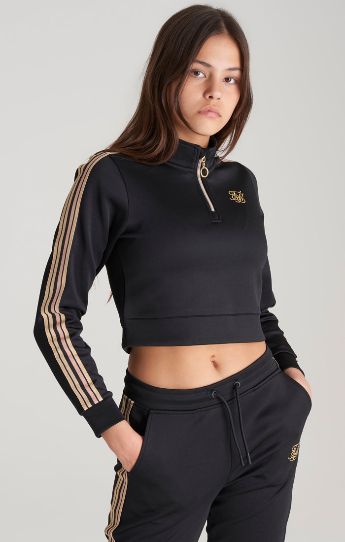 Girls Black 1/4 Zip Track Top (1)