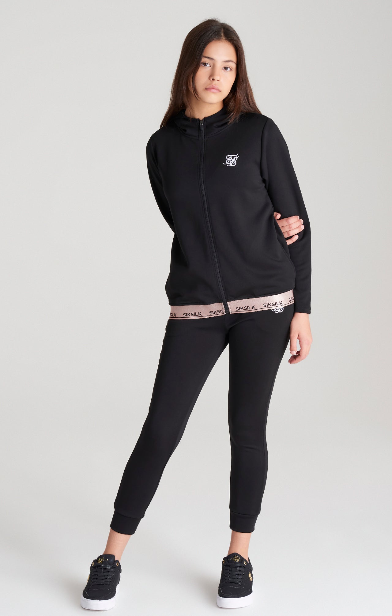 Girls Black Taped Track Jacket (2)