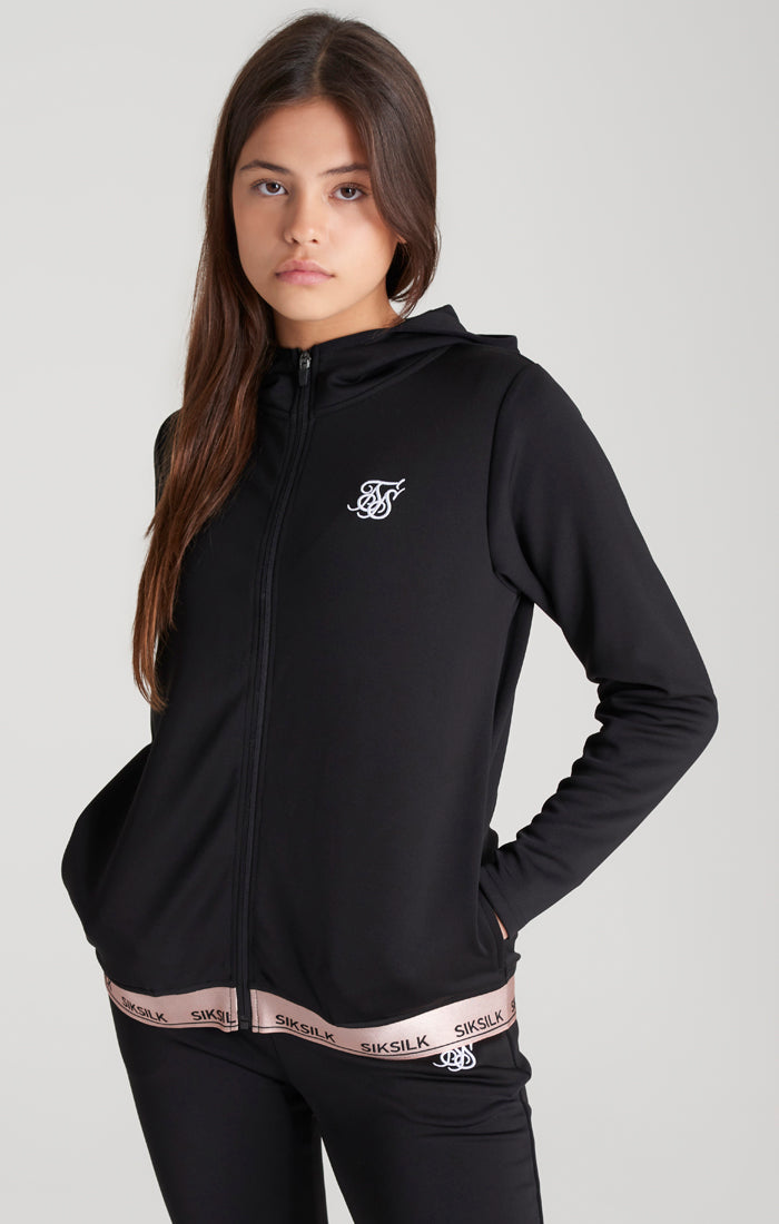 Girls Black Taped Track Jacket