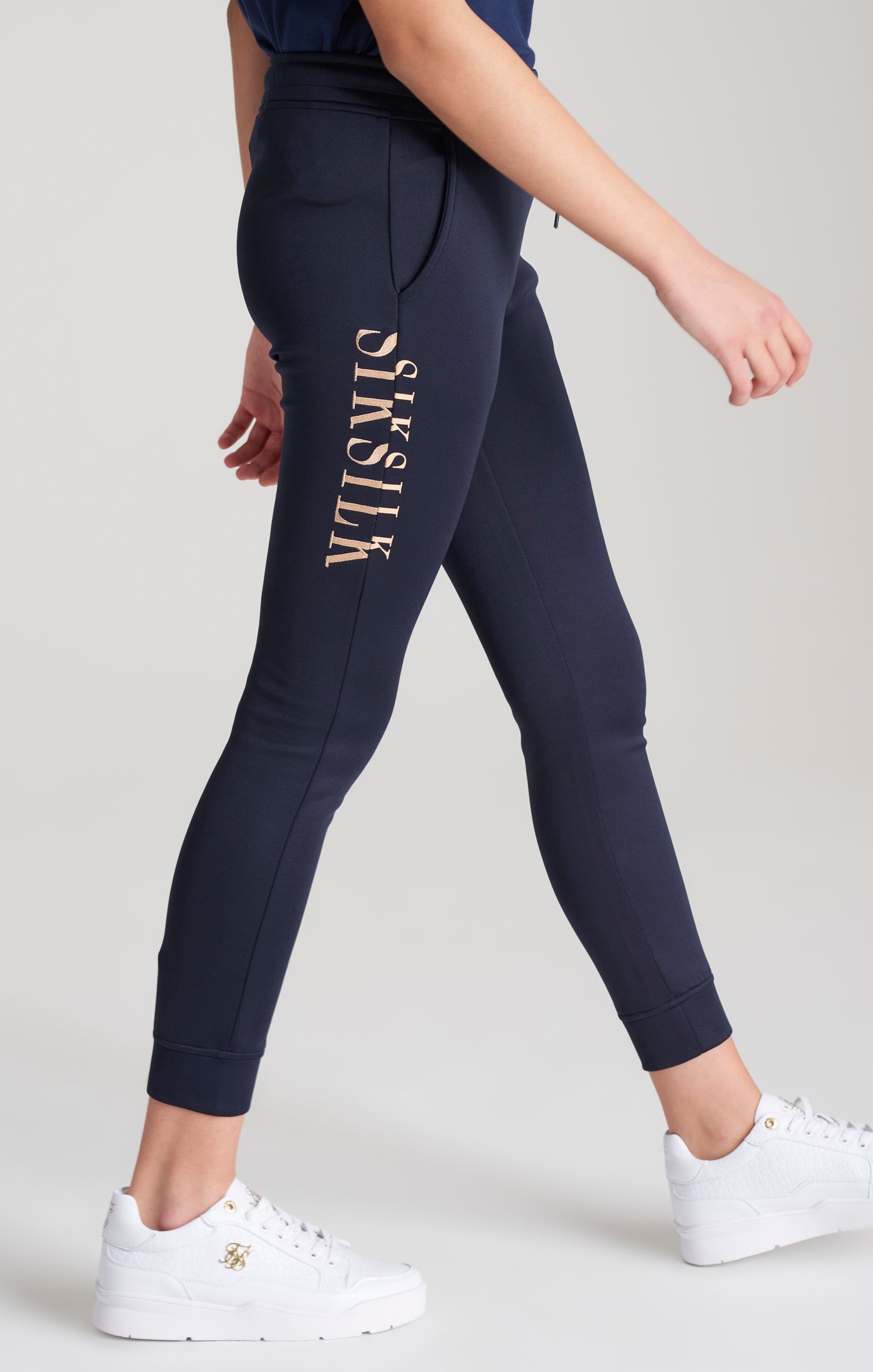 Load image into Gallery viewer, Girls Navy Logo Jogger (1)