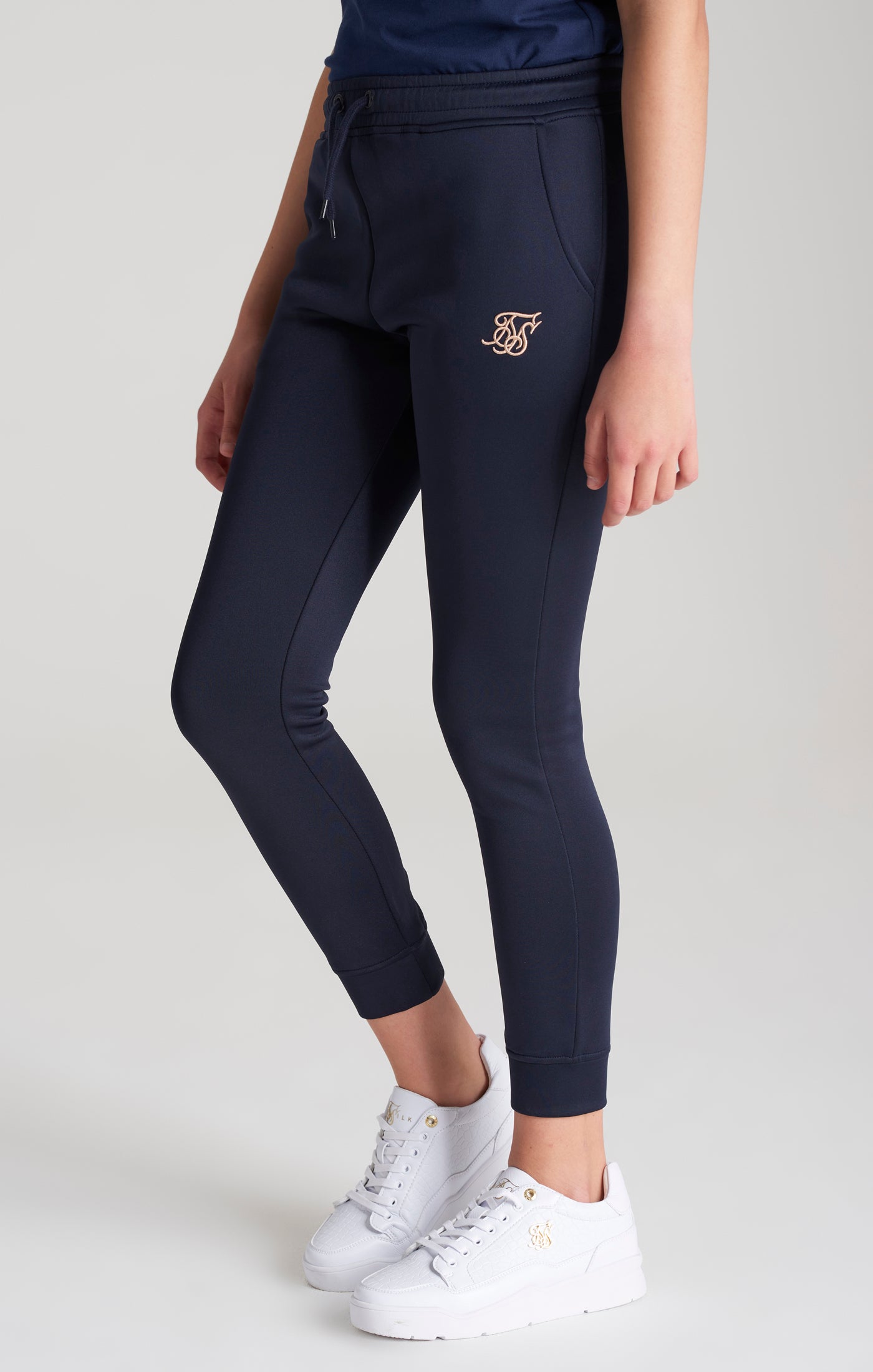 Load image into Gallery viewer, Girls Navy Logo Jogger