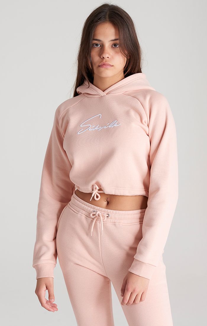Siksilk Signature Cropped Hoodie Rosas Chile White Hoodie Cropped