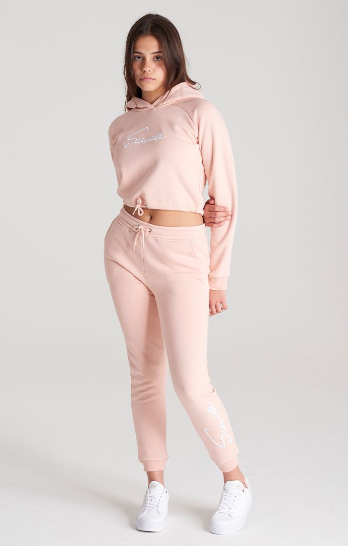 Girls Pink Signature Cropped Hoodie (1)