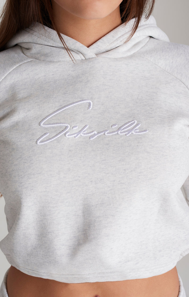 Girls Grey Marl Signature Cropped Hoodie (1)