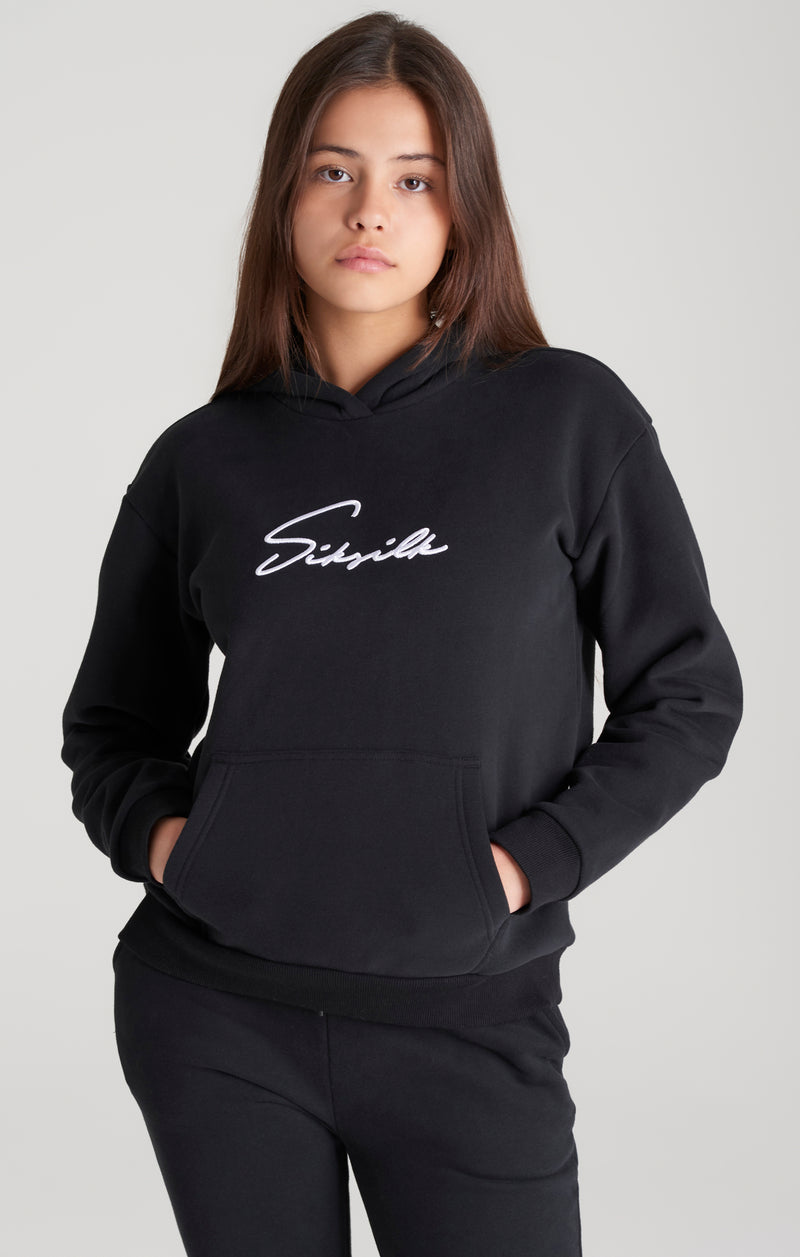 Girls Black Signature Overhead Hoodie