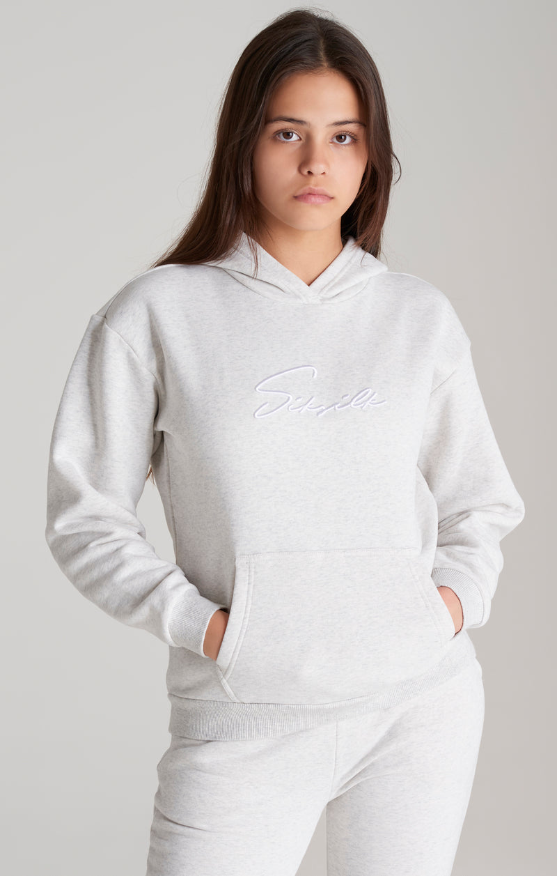Girls Grey Marl Signature Overhead Hoodie