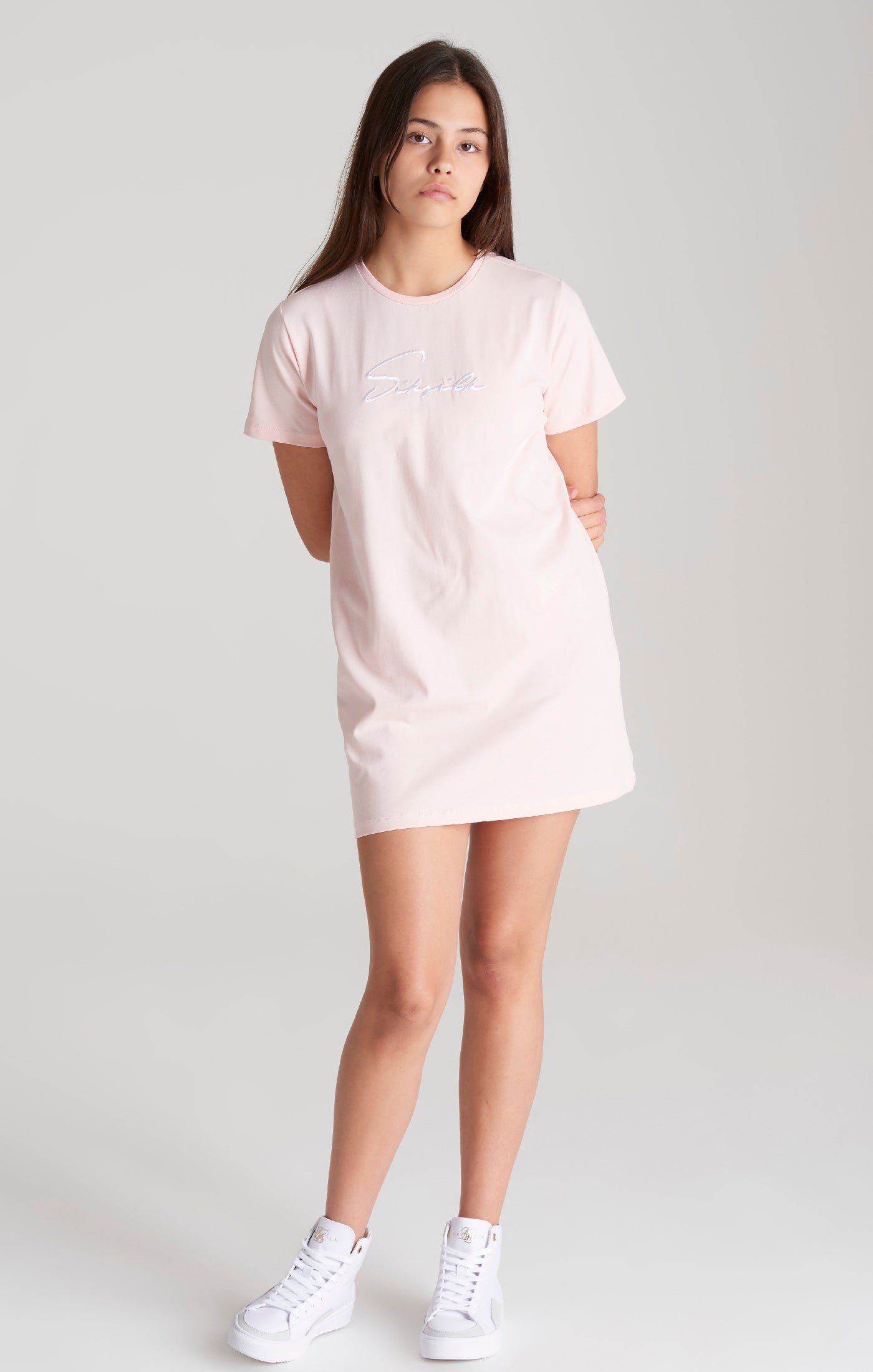 Load image into Gallery viewer, Girls Pink Signature T-Shirt Dress