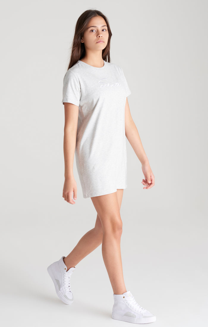 Girls Grey Marl Signature T-Shirt Dress (1)