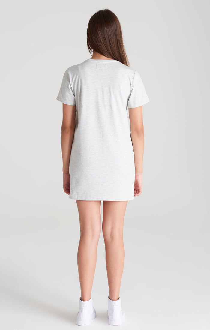 Girls Grey Marl Signature T-Shirt Dress (4)