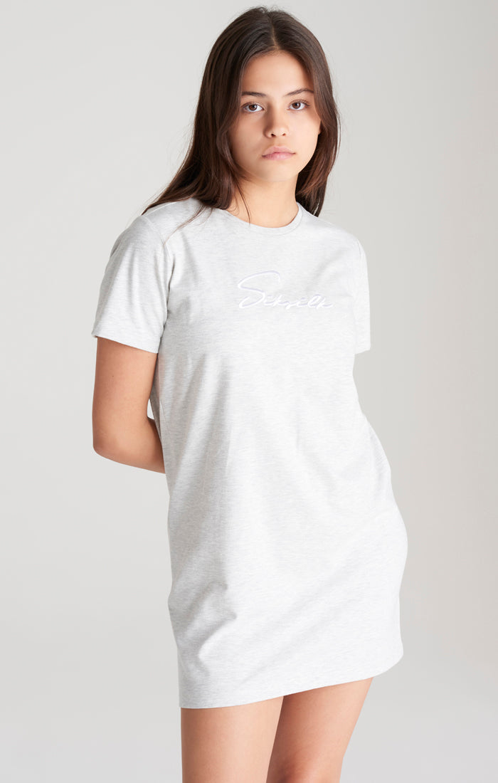 Load image into Gallery viewer, Girls Grey Marl Signature T-Shirt Dress (2)