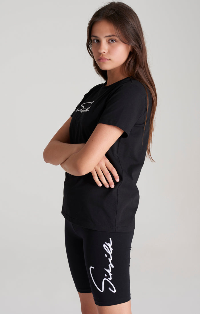 Girls Black Signature Boyfriend T-Shirt (1)
