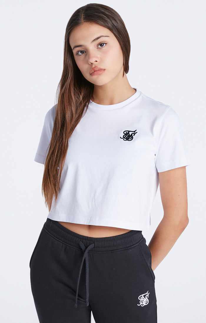 Load image into Gallery viewer, Girls White Essentials Cropped T-Shirt