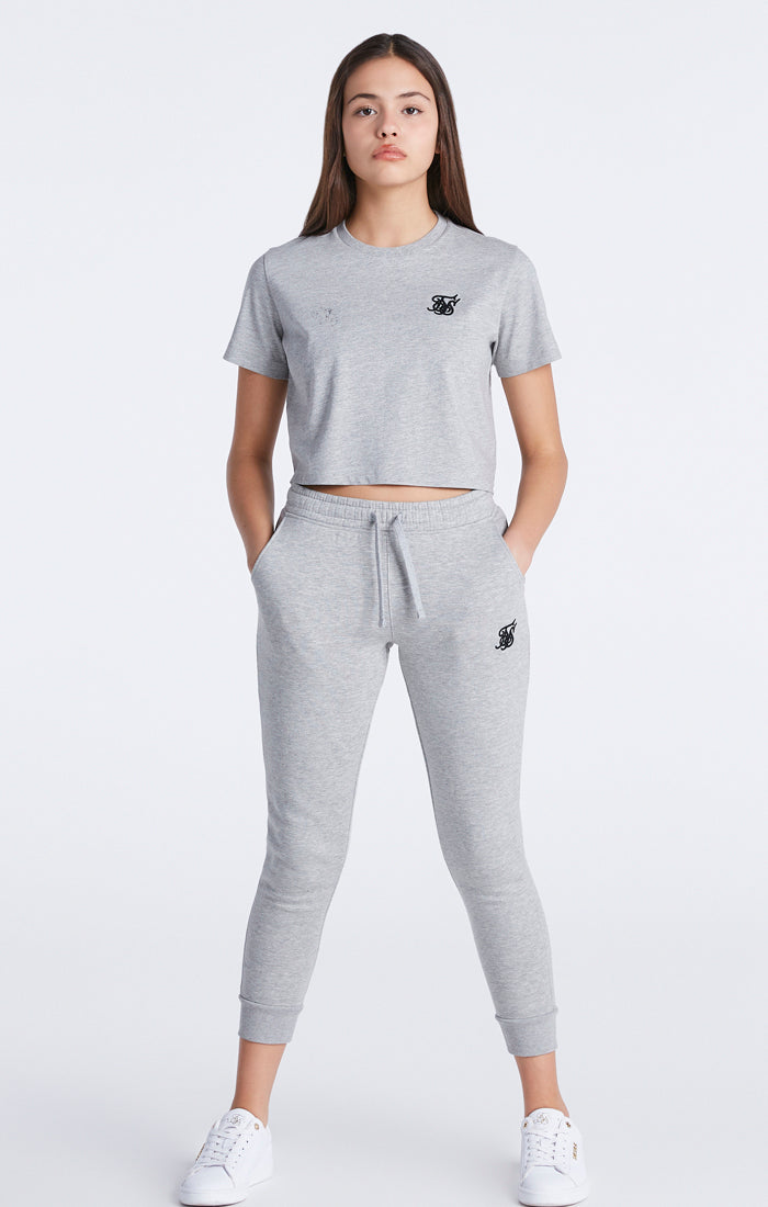 Girls Grey Marl Essentials Cropped T-Shirt (1)