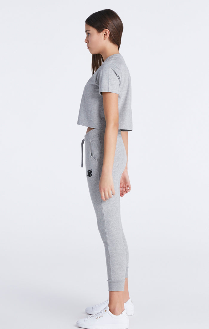 Load image into Gallery viewer, Girls Grey Marl Essentials Cropped T-Shirt (2)