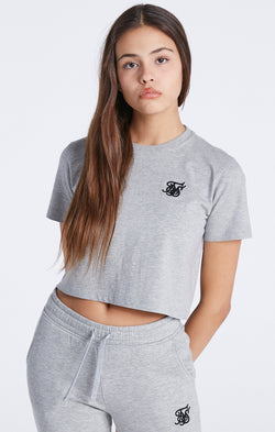Girls Grey Marl Essentials Cropped T-Shirt