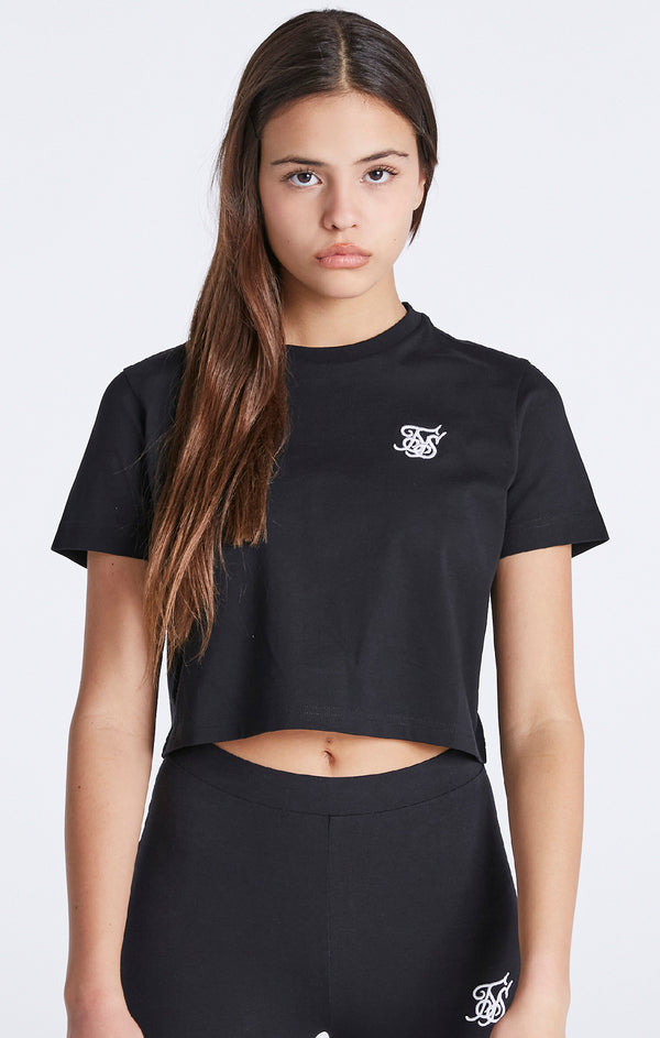 Girls Black Essentials Cropped T-Shirt