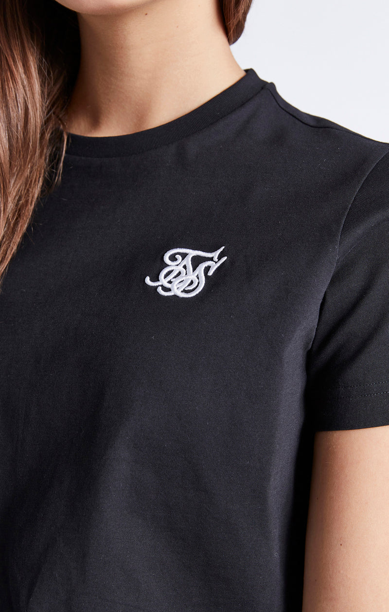 Girls Black Essentials Cropped T-Shirt (1)