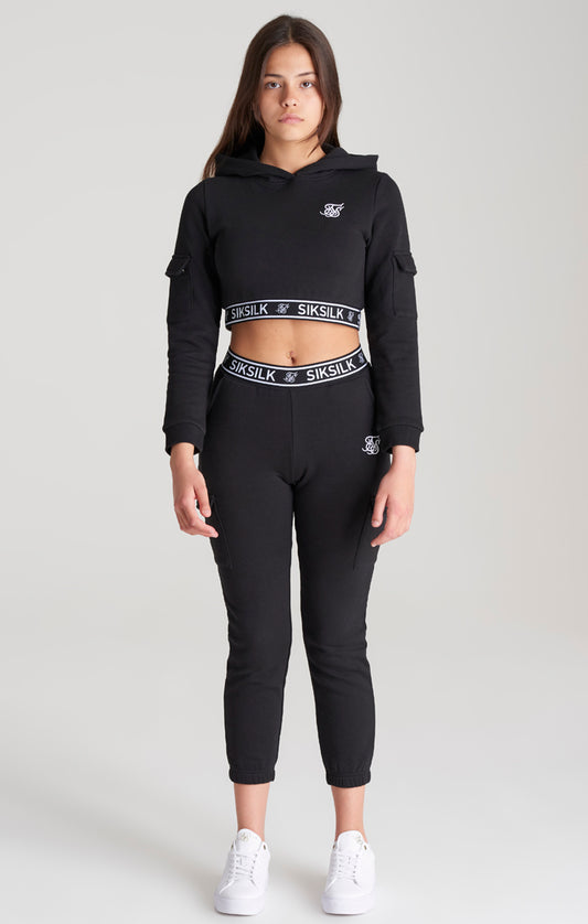 Girls Black Cargo Track Top