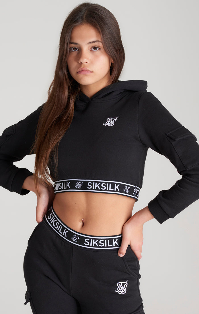 Girls Black Cargo Track Top (1)