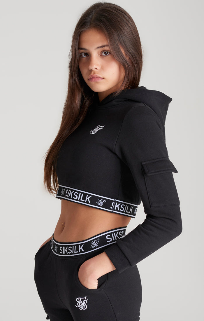 Girls Black Cargo Track Top