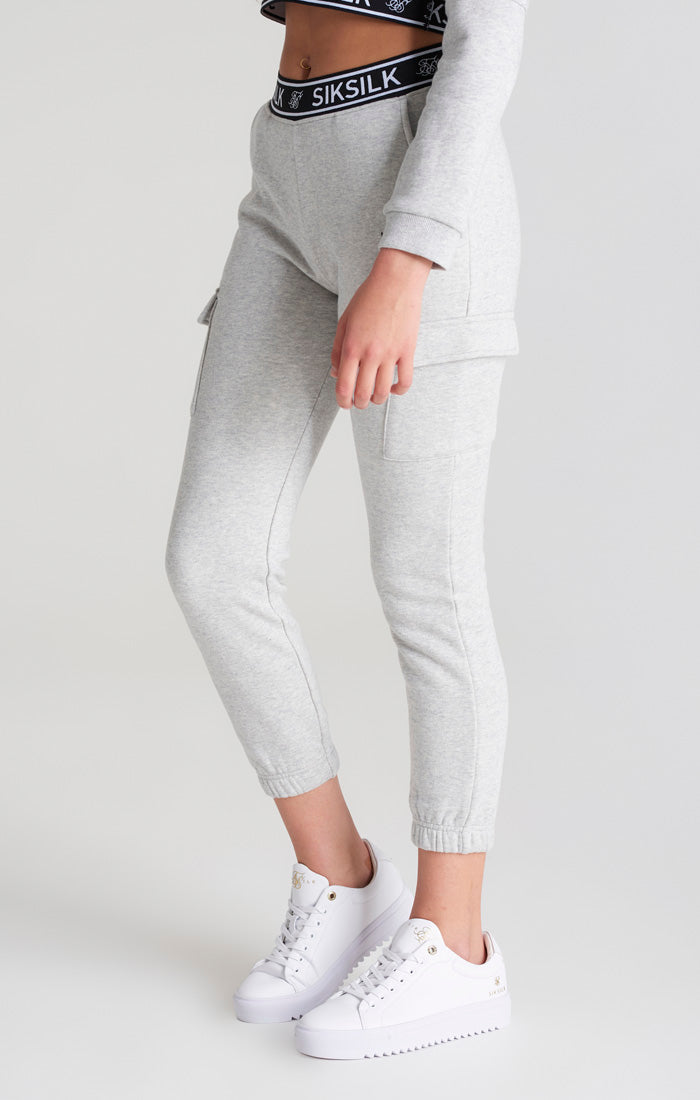 Girls Grey Marl Cargo Track Pant