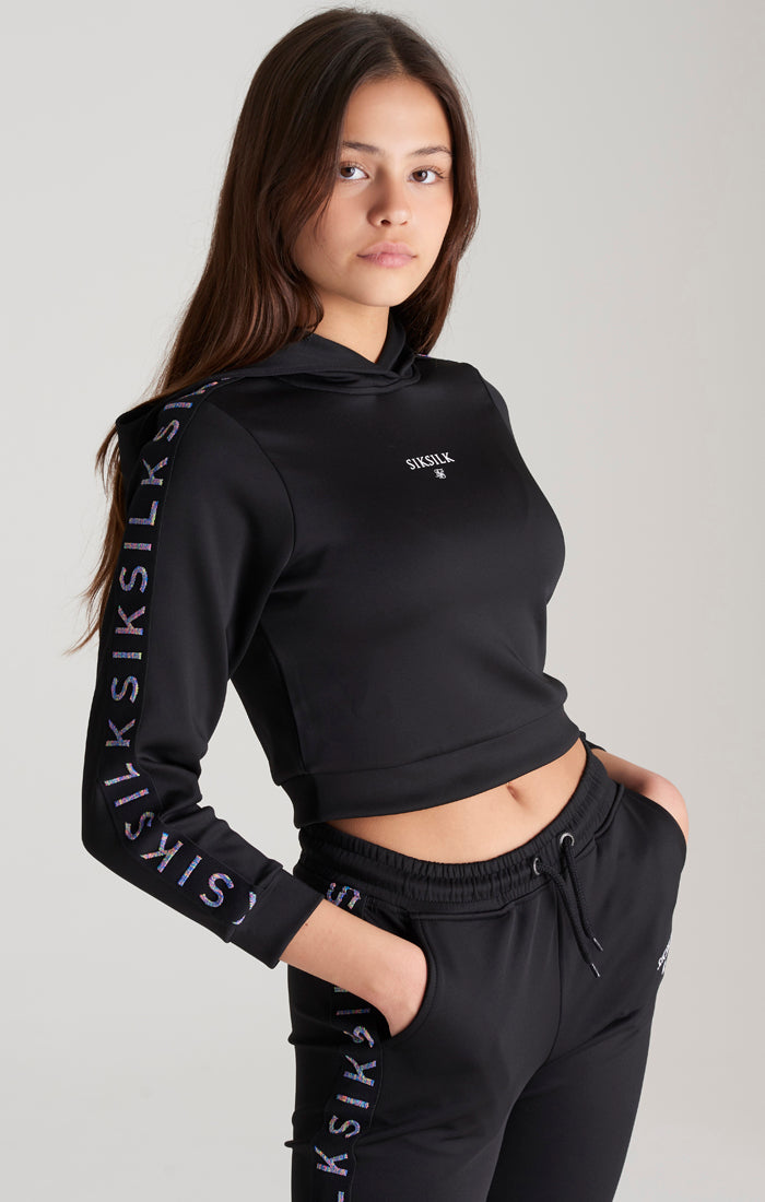 Girls Black Taped Track Top