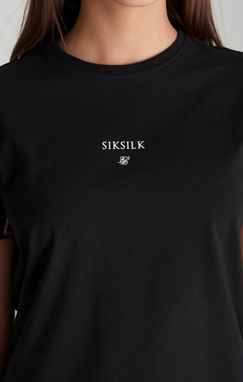 Girls Black Taped Boyfriend T-Shirt (1)