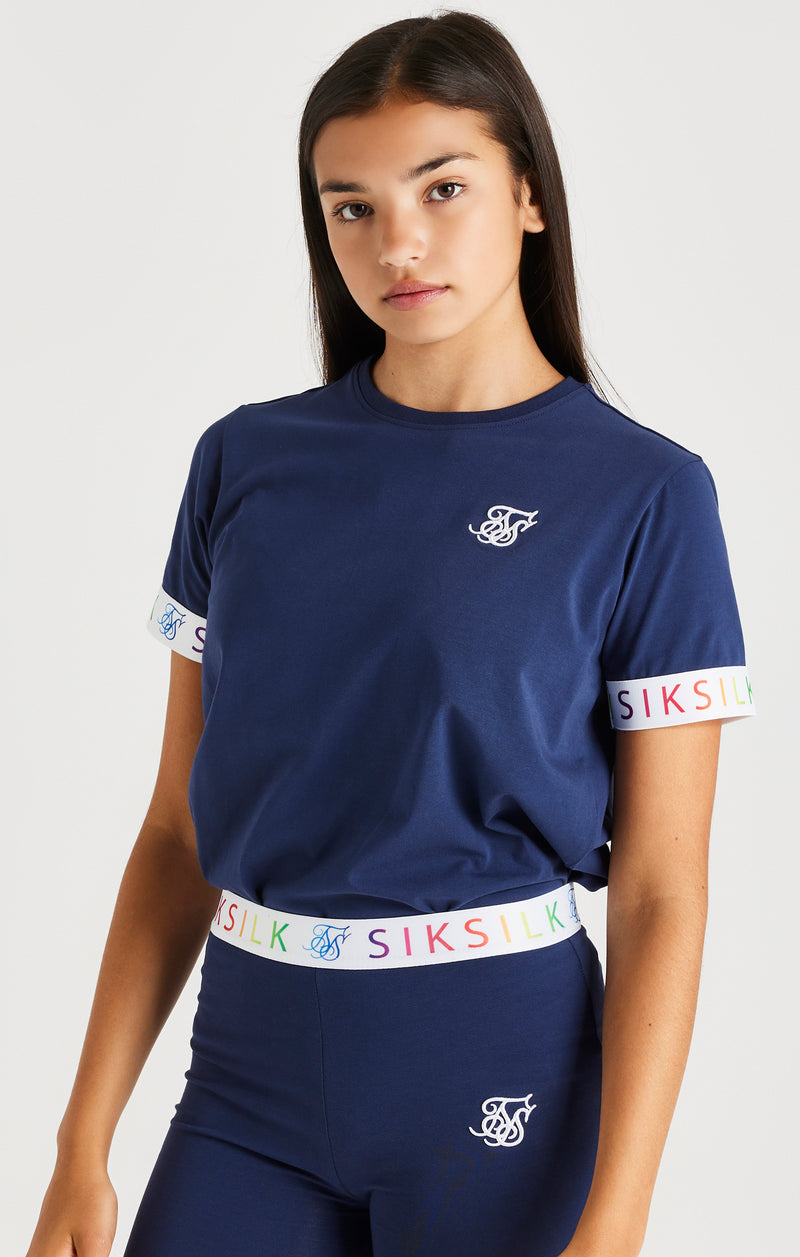 SikSilk Rainbow Boyfriend Tee - Navy