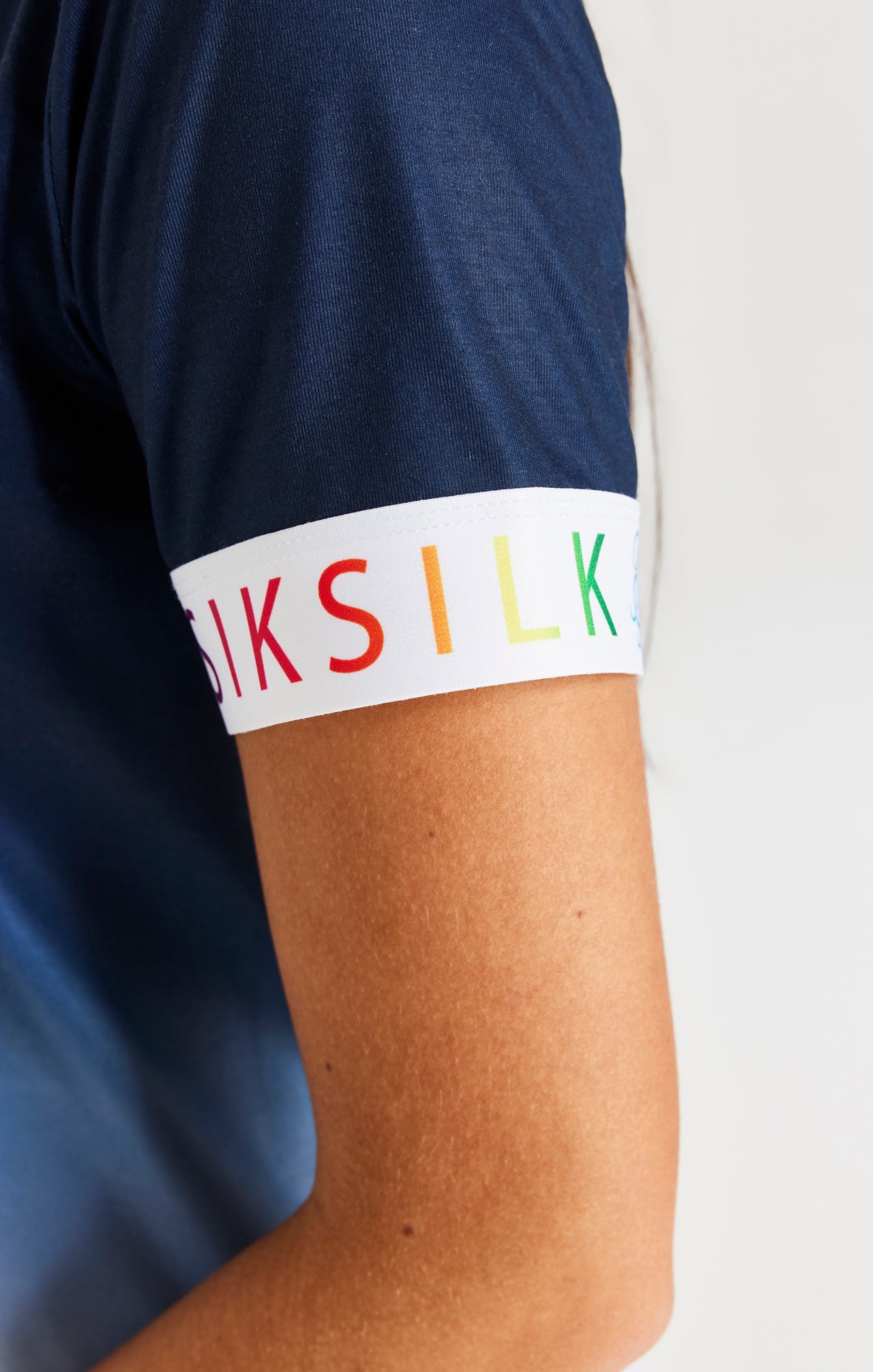 SikSilk Rainbow Fade T-Shirt Dress - Navy & White (6)