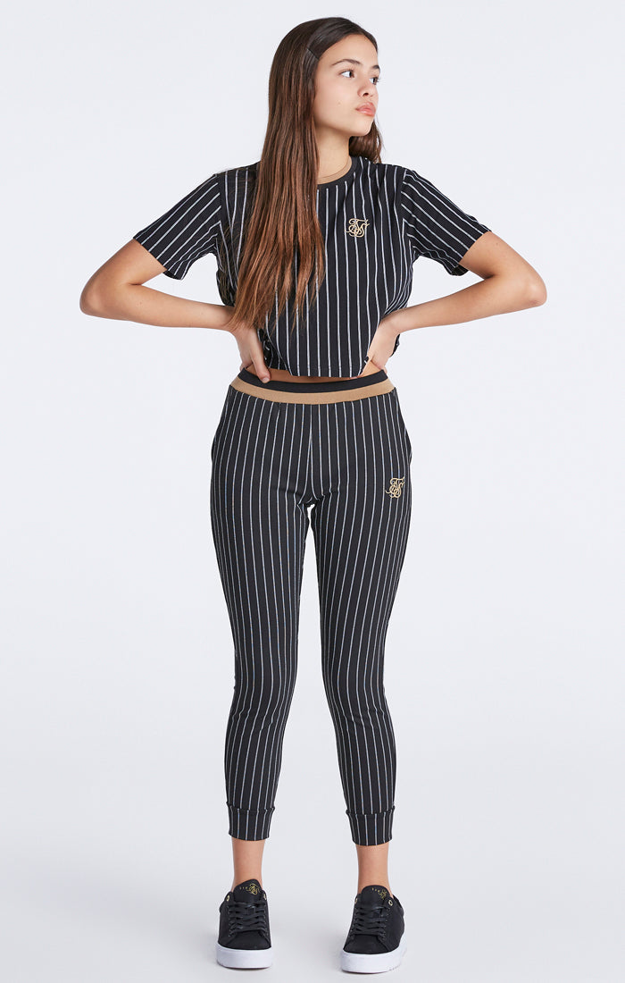 Girls Black Baseball Stripe Jogger (1)