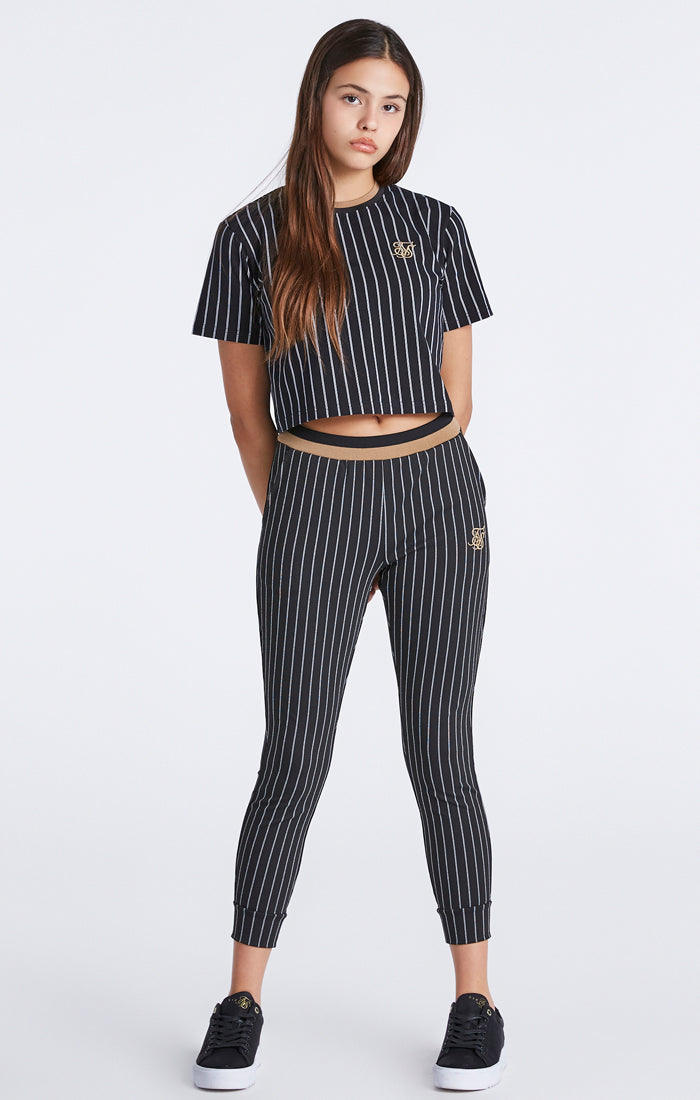 Girls Black Baseball Stripe Jogger