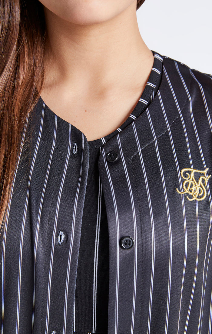 Girls Black Baseball Stripe Jersey (2)