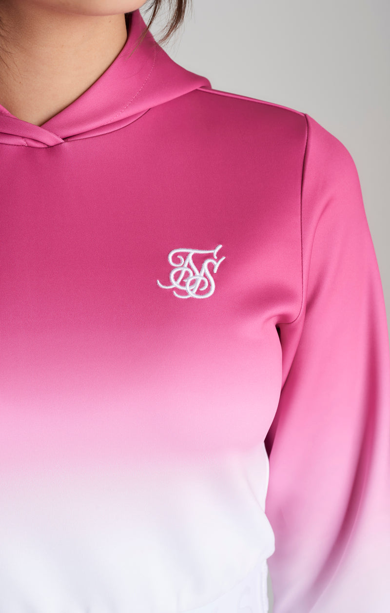 Girls Pink Fade Taped Cropped Hoodie (1)