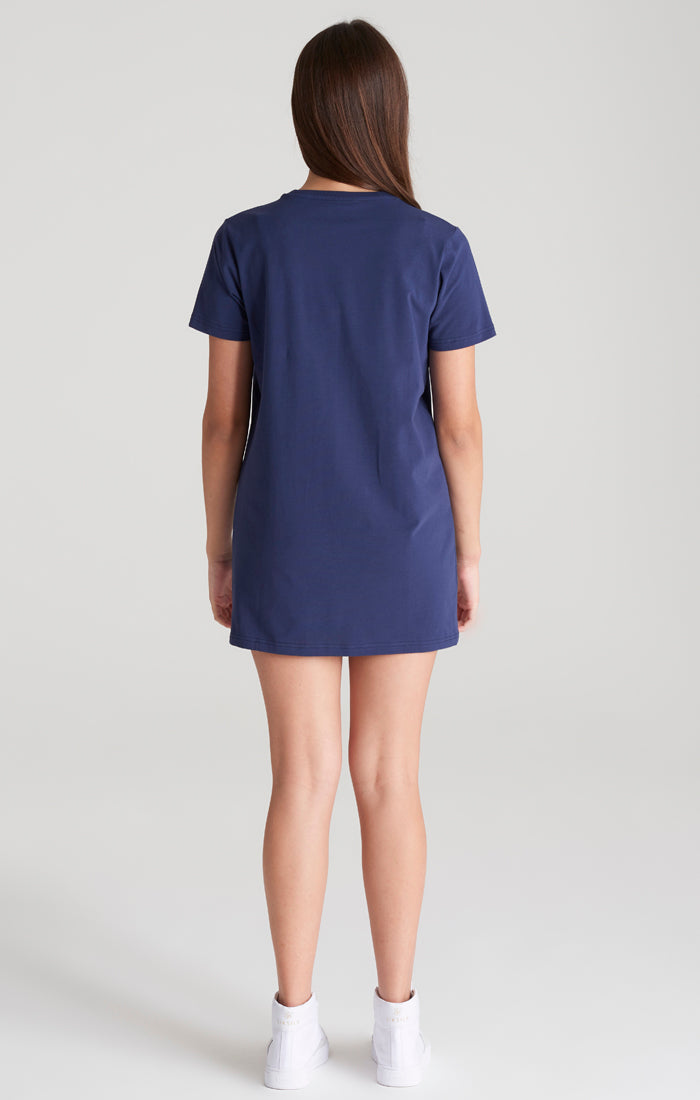 Girls Navy Fade Logo T-Shirt Dress (4)