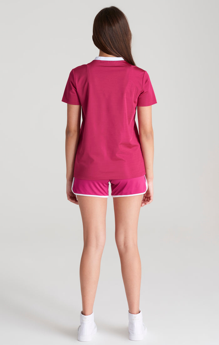 Girls Pink Retro Football Cropped Jersey (4)