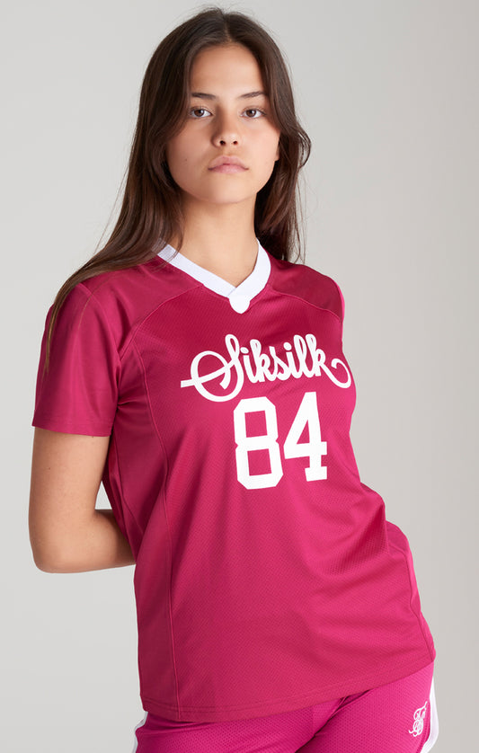 Girls Pink Retro Football Cropped Jersey
